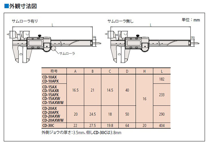 ミツトヨ (Mitutoyo) デジタルノギス CD-20AXW (500-156-30) (ABSデジマチックキャリパ) 計測、検査