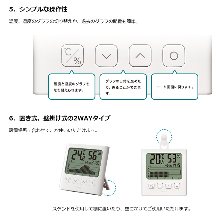 グラフ付きデジタル温湿度計 TT-581 計量器専門店はかりの三和屋