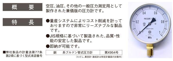 汎用型圧力計 HNT AT 100φ 1Mpa 第一計器製作所