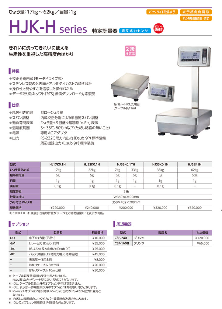 電子台はかり 33kg HJ33K0.1H 検定品 計量器専門店はかりの三和屋