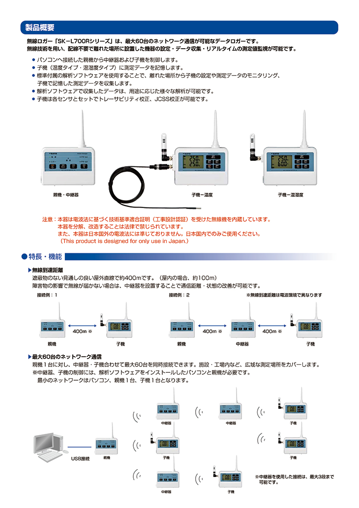 無線ロガー 親機・中継器 SK-L700R